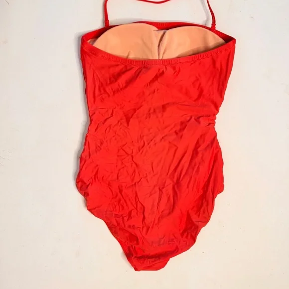 J Crew Orange ruched one piece swimsuit - Picture 5 of 11